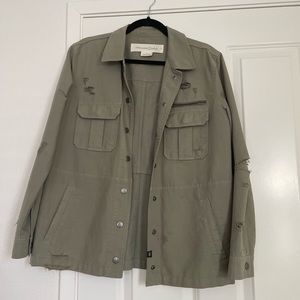 Green distressed coat